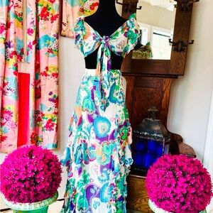 Absolutely A Show Stopper! Two Piece Ruffled, Paisley Set.